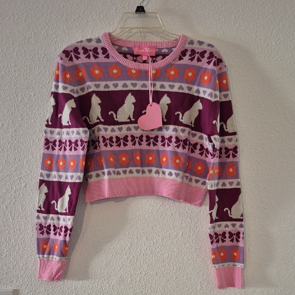 Sugar Thrillz Check Meowt Sweater